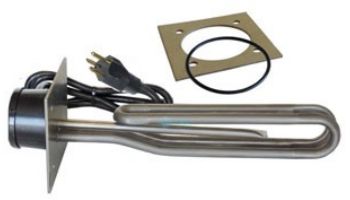 HydroQuip 11" Incoloy Flange Mounted Heater Element | 2.5" x 4" Plate with Nema Cord 36" | 2.5KW 240V | 12-1463-AC-K