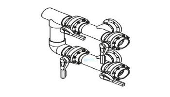 Waterco Manual 4-Valve 3" Commercial Manifold for Single Vertical Filter with 3" Bulkhead Ports | M4VB3X3