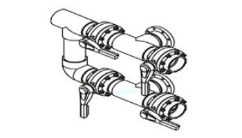 Waterco Manual 4-Valve 4" Commercial Manifold for Single Vertical Filter with 4" Bulkhead Ports | M4VB4X4