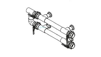 Waterco Manual 4-Valve 4" Commercial Manifold for Dual Side-by-Side Vertical Filters with 3" Bulkhead Ports | M4VBD4X3