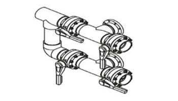 Waterco Manual 4-Valve 8" Commercial Manifold for Single Vertical Filter with 8" Flange Ports | M4VF8X8