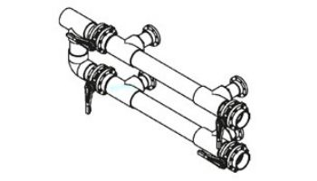 Waterco Manual 4-Valve 4" Commercial Manifold for Dual Side-by-Side Vertical Filters with 3" Bulkhead Ports | M4VBD4X3