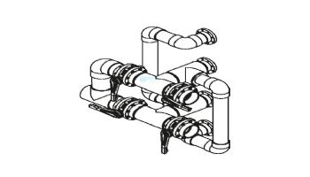 Waterco Manual 4-Valve 6" Commercial Manifold for Dual Stacked or Racked Horizontal Filters with 4" Flange Ports | M4VFHD6X4SR