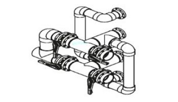 Waterco Manual 4-Valve 12" Commercial Manifold for Dual Stacked or Racked Horizontal Filters with 10" Flange Ports | M4VFHD12X10SR