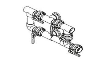 Waterco Manual 5-Valve 3" Commercial Manifold for Single Vertical Filter with 3" Flange Ports | M5VF3X3