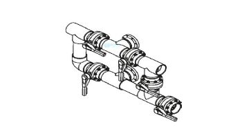 Waterco Manual 5-Valve 4" Commercial Manifold for Single Vertical Filter with 4" Flange  Ports | M5VF4X4