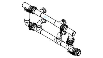 Waterco Manual 5-Valve 4" Commercial Manifold for Dual Side-by-Side Vertical Filter with 3" Flange Ports | M5VFD4X3