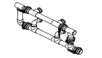 Waterco Manual 5-Valve 6" Commercial Manifold for Dual Side-by-Side Vertical Filter with 4" Flange Ports | M5VFD6X4