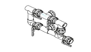 Waterco Manual 5-Valve 4" Commercial Manifold for Single Horizontal Vertical Filter with 4" Flange Ports | M5VFH4X4