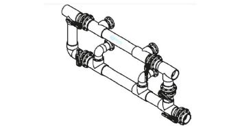 Waterco Manual 5-Valve 6" Commercial Manifold for Dual Side-by-Side Horizontal Filters with 4" Flange Ports | M5VFHD6X4