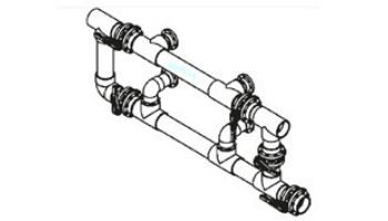 Waterco Manual 5-Valve 8" Commercial Manifold for Dual Side-by-Side Horizontal Filters with 6" Flange Ports | M5VFHD8X6