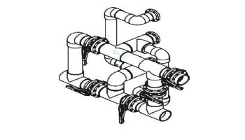 Waterco Manual 5-Valve 6" Commercial Manifold for Dual Stacked or Racked Horizontal Filters with 4" Flange Ports | M5VFHD6X4SR