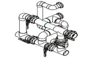 Waterco Manual 5-Valve 6" Commercial Manifold for Dual Stacked or Racked Horizontal Filters with 4" Flange Ports | M5VFHD6X4SR