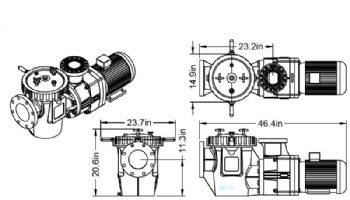 Waterco Hydrostar Plus 5HP Commercial High Performance Pump with Strainer | 3-Phase 208-230/460V | 24605006A