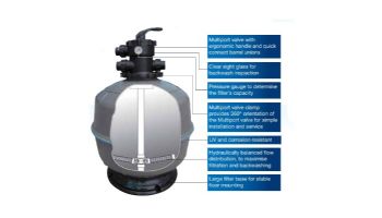 Waterco Exotuf E600 24" Top Mount Sinking Bead Sand Filter with Multiport Valve | 4 Sq. Ft. 60 GPM | 2260246B