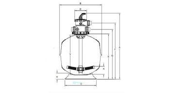 Waterco Exotuf E600 24" Top Mount Sinking Bead Sand Filter with Multiport Valve | 4 Sq. Ft. 60 GPM | 2260246B