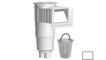AquaStar Flow Star Skimmer with Water Stop Face, Float Assembly, Basket, Lid, Adjustable Collar and 9" Ultra Basket | White | SKR101-L