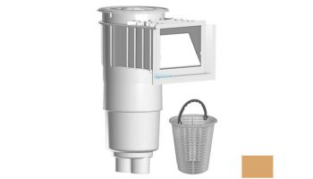AquaStar Flow Star Skimmer with Water Stop Face, Float Assembly, Basket, Lid, Adjustable Collar and 9" Ultra Basket | Tan | SKR108-L