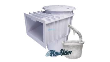 Custom Molded Product In-Ground Gunite Skimmer with Flowskim Basket | White Body White Cover/Collar 2" FIP Float Valve | 25100-040-000