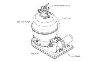 Waterco Exotuff 20" Above Ground Pool Sand Filter System | 1.5 HP Pump 2.12 Sq. Ft. Filter | SKS20D