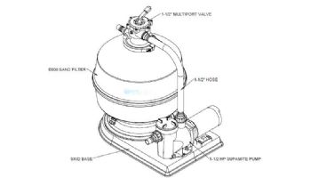 Waterco Exotuff 24" Above Ground Pool Sand Filter System | 1.5 HP Pump 3.05 Sq. Ft. Filter | SKS24D