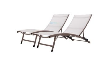 Vivere Clearwater 6-Position 2-Piece Lounger Set | Pearl | CWTL2-PE