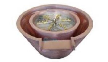 Bobe Artisian Series Round Water + Fire Bowls Original Lip | Manual Ignition Natural Gas | 32_quot; X 12_quot; | Hammered Copper | RPPMFRHHA-32-NG loading=