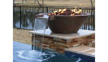 Bobe Artisian Series Round Water + Fire Bowl Original Lip | Manual Ignition Natural Gas | 32" X 12" | Copper | RCPPMFRA-32-NG