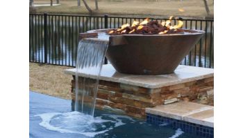 Bobe Artisian Series Round Water + Fire Bowl Extended Lip | Automatic Ignition Natural Gas | 32" X 12" | Copper | RCPPMDFWC-32-NG