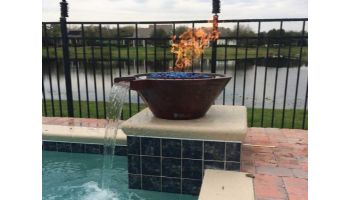 Bobe Artisian Series Round Water + Fire Bowl Extended Lip | Automatic Ignition Natural Gas | 32" X 12" | Copper | RCPPMDFWC-32-NG