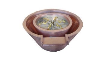 Bobe Artisian Series Round Water + Fire Bowl Extended Lip | Automatic Ignition Natural Gas | 32" X 12" | Copper | RCPPMDFWC-32-NG