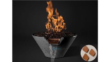 Slick Rock Concrete Cascade Fire on Glass Water Bowl with Copper Scupper | Electronic Ignition | Propane Gas | 22" Cooper | KCC22CPSCCEILP-COPPER