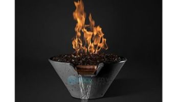 Slick Rock Concrete Cascade Fire on Glass Water Bowl with Copper Scupper | Electronic Ignition | Propane Gas | 22_quot; Cooper | KCC22CPSCCEILP-COPPER