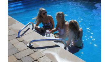 Global Pool Products 3-Seat Swim-Up Bar | Polished Structure with Gray Top | GPPOTE-3ST-POLISH