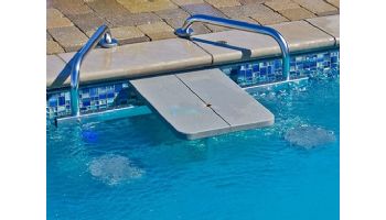 Global Pool Products 2-Seat Swim-Up High-Top Table | Gray Powder Coated Structure with Tan Top | GPPOTE-2STHT-TAN