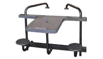 Global Pool Products 2-Seat Swim-Up High-Top Table | Gray Powder Coated Structure with Tan Top | GPPOTE-2STHT-TAN