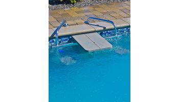 Global Pool Products 2-Seat Swim-Up High-Top Table | Gray Powder Coated Structure with Tan Top | GPPOTE-2STHT-TAN