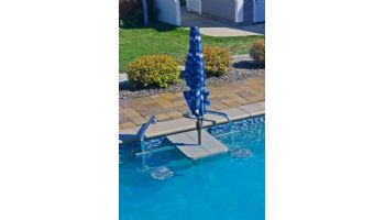Global Pool Products 2-Seat Swim-Up High-Top Table | Gray Powder Coated Structure with Tan Top | GPPOTE-2STHT-TAN