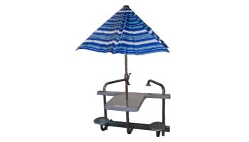 Global Pool Products 2-Seat Swim-Up High-Top Table | Gray Powder Coated Structure with Tan Top | GPPOTE-2STHT-TAN
