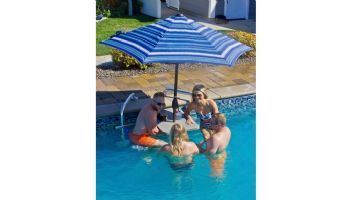 Global Pool Products 7-1/2" Blue Stripped Umbrella for High-Top Table | GPPOTE-2STHT-UMB-G