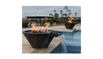 Bobe Builder Series Water + Fire Bowl | Manual Ignition Natural Gas | 24" X 12" | Copper | BRCPPMFWA-24-NG