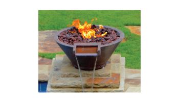 Bobe Builder Series Water + Fire Bowl | Manual Ignition Natural Gas | 24" X 12" | Stainless Steel | BRSPPMFWA-24-NG