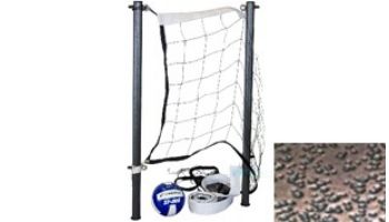 Global Pool Products Volleyball Set | 16' Net & Ball | Silver Vein Poles | No Anchors | GPPOTE-VBS16-SV