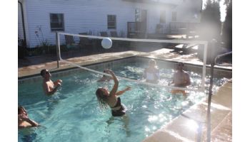 Global Pool Products Volleyball Set | 20' Net with Cooper Vein Powder Coated Stainless Steel Poles | GPPOTE-VBS20-CV