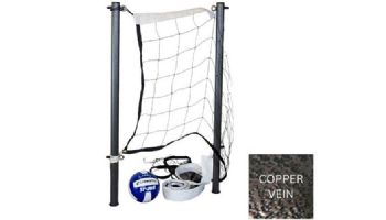 Global Pool Products Volleyball Set | 20' Net & Ball | Copper Vein Poles | No Anchors | GPPOTE-VBS20-CV