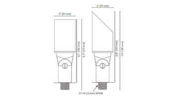 FX Luminaire FR LED Up Light | 3 LED | Zone Dimming | Straight Shroud | Antique Bronze | FRZD3LEDAB