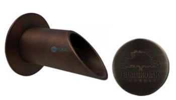 Black Oak Foundry 2" Deco Wall Scupper with Round Backplate | Almost Black Finish | S902-BLK