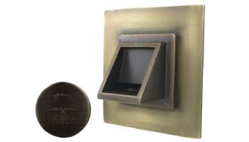 Black Oak Foundry Short Square Scupper with Square Backplate | Brushed Pewter Finish | S56-BP | S69-Square-1-BP