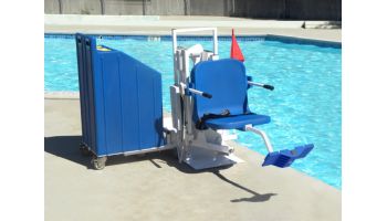 Aqua Creek Patriot Portable Pool Lift | Concrete Weight Plates | White with Tan Seat | F-12PPL-HD-AT2T