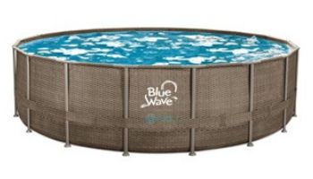 Blue Wave Dark Cocoa Wicker Frame Swimming Pool Package | 24' Round  52" Tall | NB19798